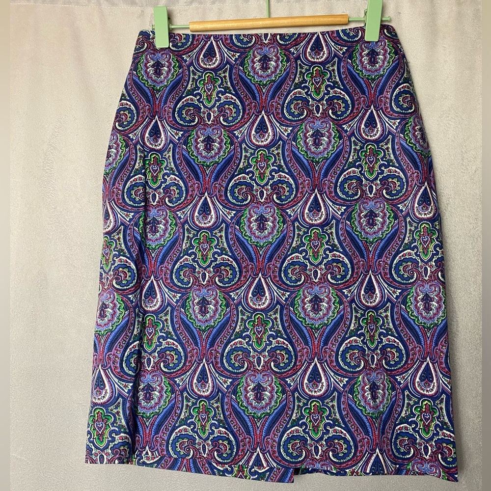 Talbots Boho Chic A-Line Mini Skirt in Blue/Purple Paisley 4P - Picture 2 of 7